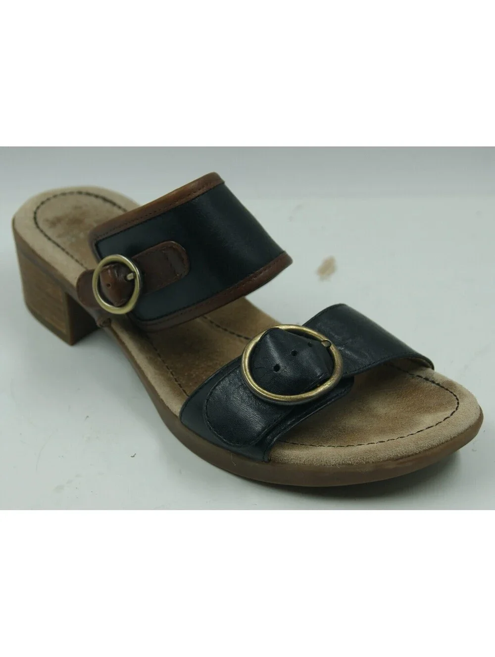 Dansko Lenny Women's Shoes Size 9.5 Black Brown Leather Slip-On Sandal